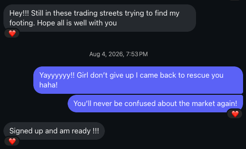 Conversation with a student who signed up for the RESET Challenge and is ready